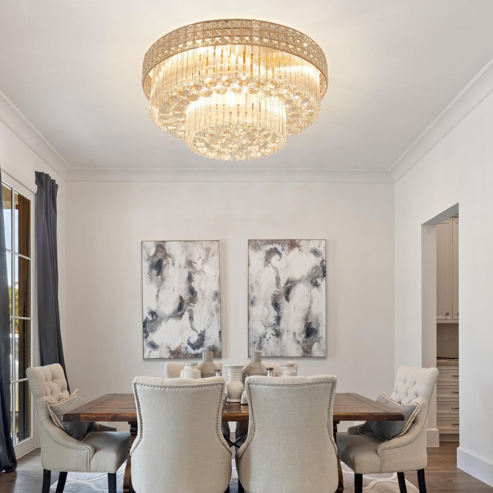 Modern Crystal Chandelier LED Luxury Pendant Light Ceiling Lamp Lighting Fixture