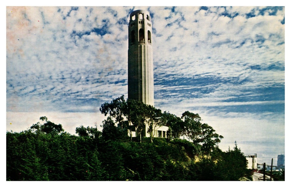 San Francisco CA California Coit Tower Atop Telegraph Hill Chrome Postcard