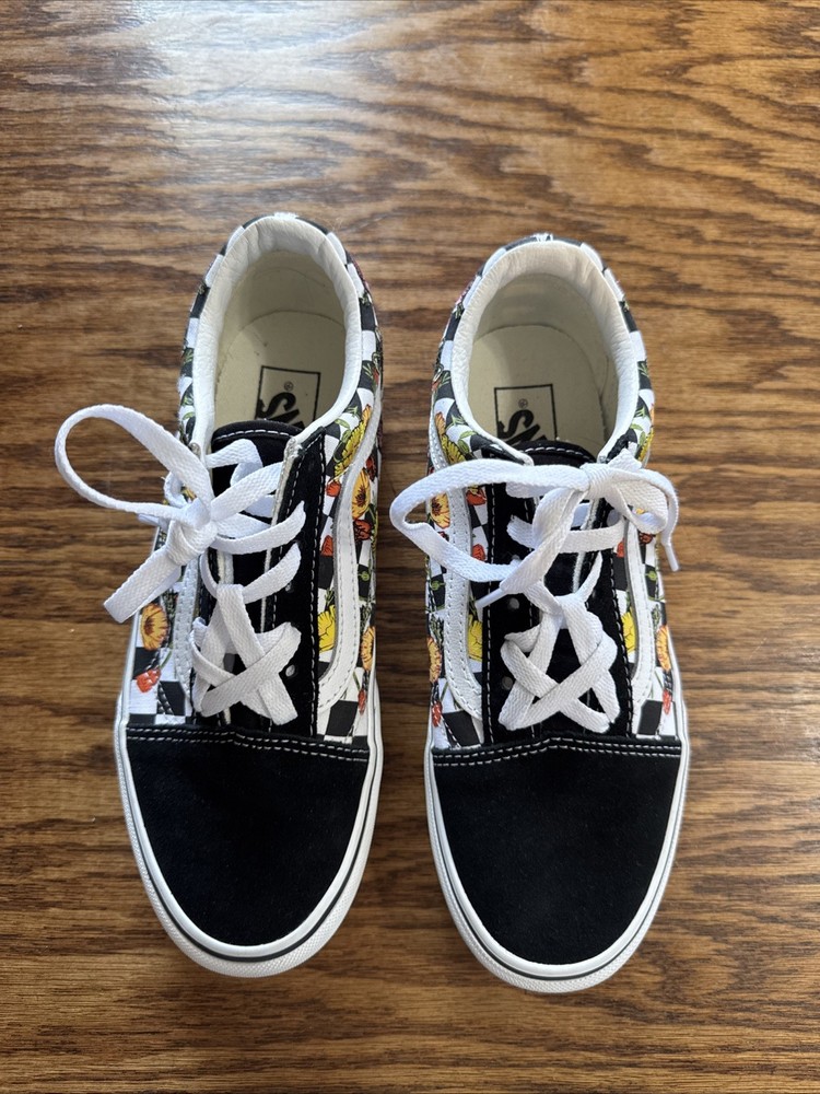 Vans Old Skool Stacked Platform Shoe Sneaker Poppy Floral Black Women 7.5/Men 6