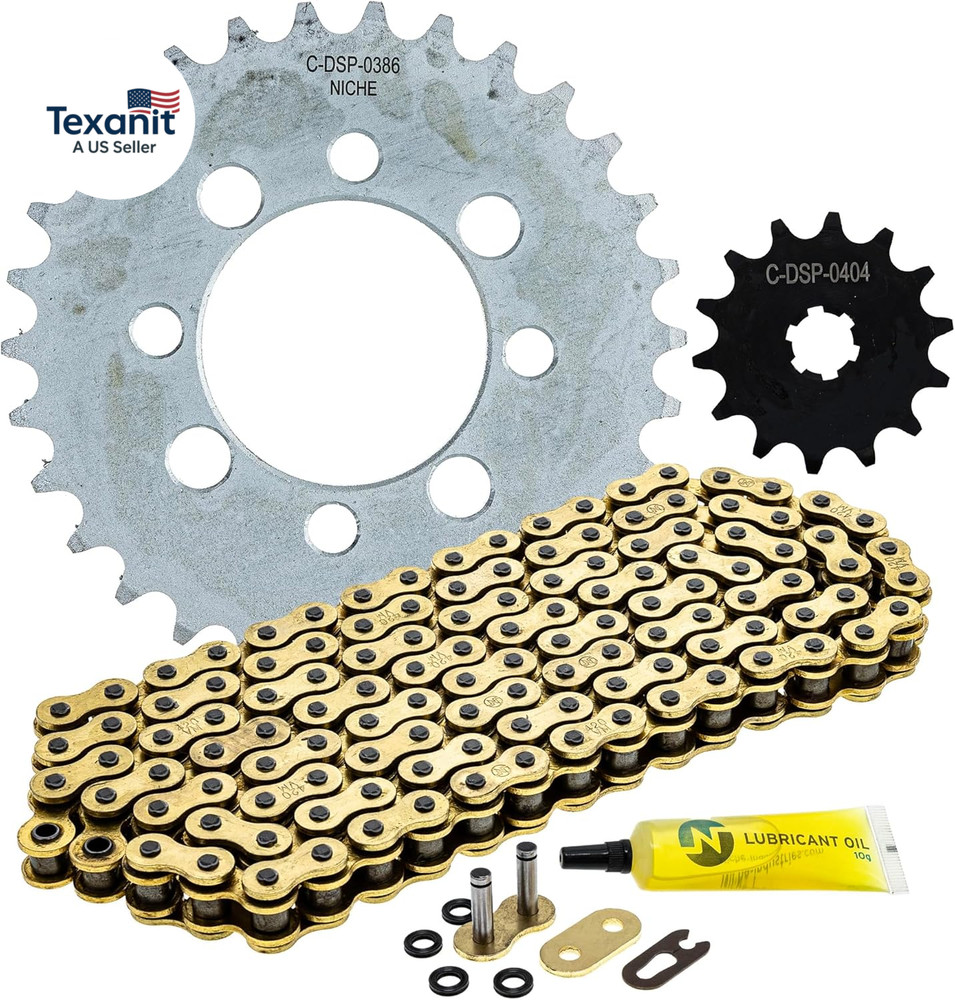 Drive Sprocket Chain Combo for Kawasaki Z125 Pro KRT Front 14 Rear 30 Tooth 420
