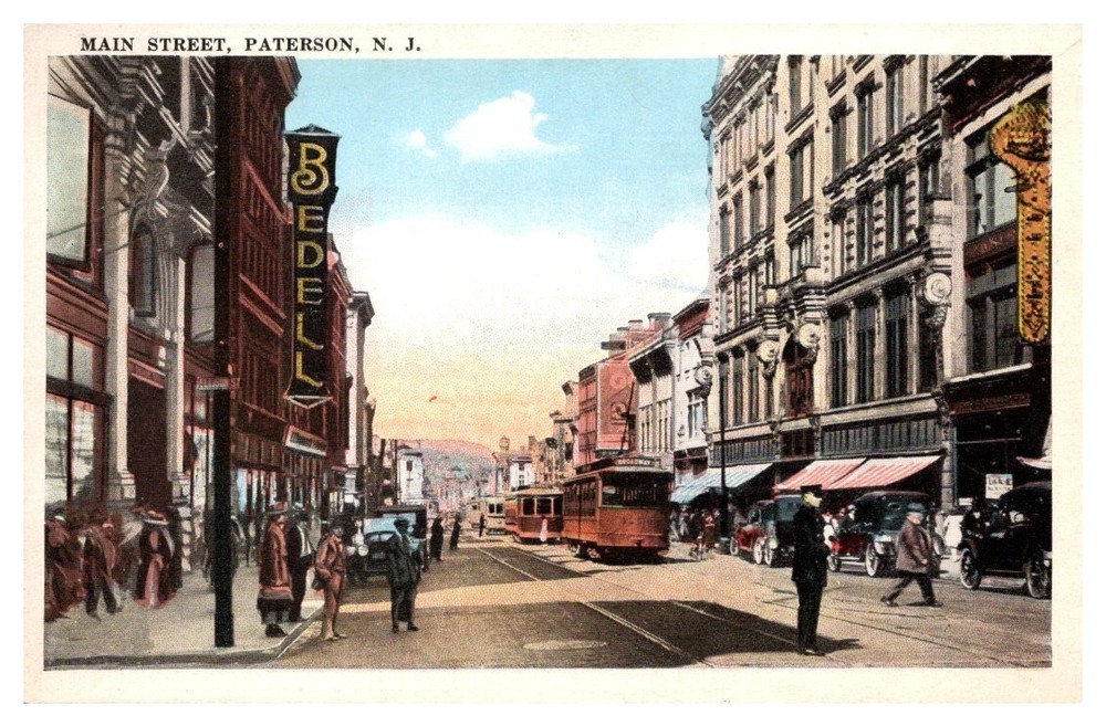 1920s Main Street View Paterson New Jersey Vintage Postcard