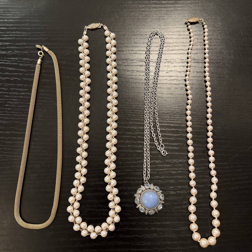 Lot Of 4 Vintage Marked Avon Necklaces Great Condition, Need Cleaned