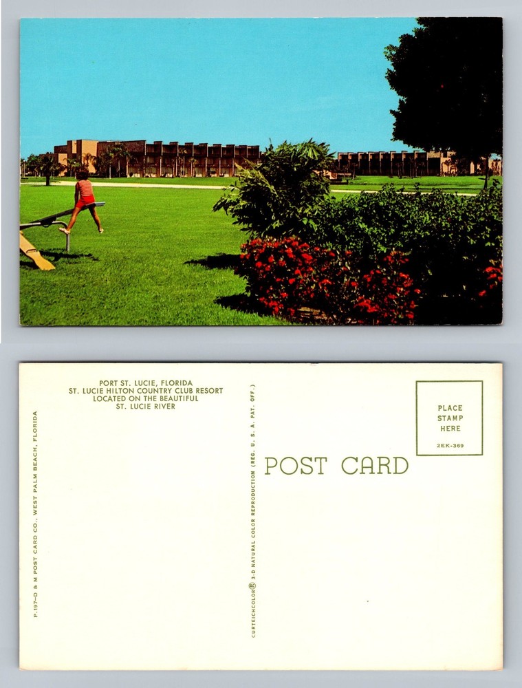 Port St. Lucie, FL-Florida, Hilton Country Club Resort Lawn Vintage Postcard