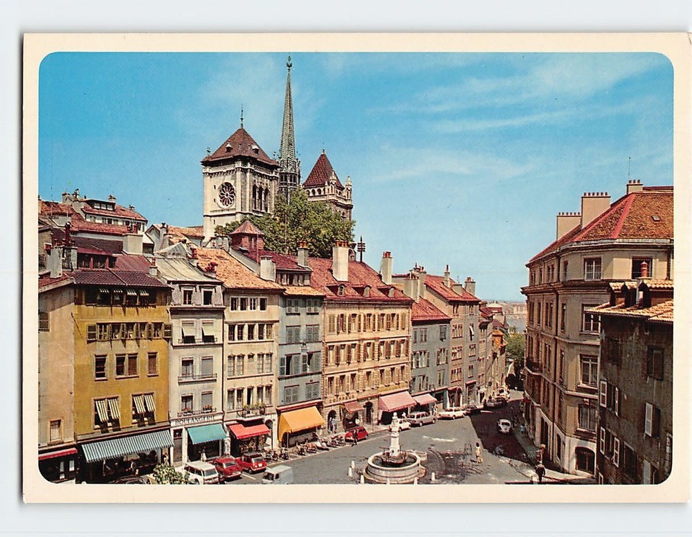Postcard Place du Bourg-de-Four in the Old Town Geneva Switzerland
