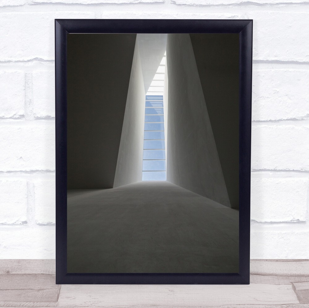 Blue Architecture Lines Window Shapes Angle White Wall Art Print