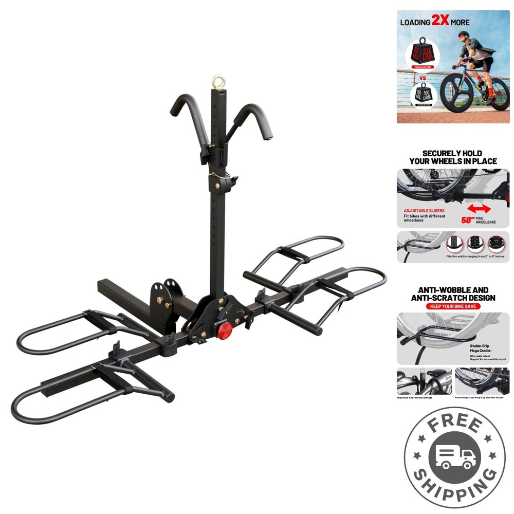 Durable 200 lbs. Hitch Rack for Cars – Accommodates Mountain & Road Bikes-image