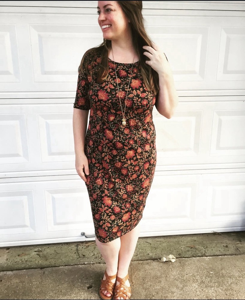 Lularoe Julia Floral Pattern Multicolor Dress Size Large