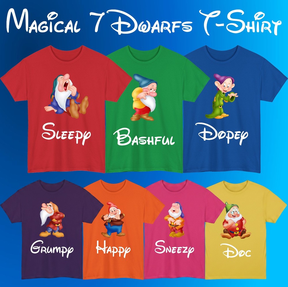 Funny Seven Dwarfs T-Shirt Disney Dwarf Character Adults And Kids Gift Tee Top