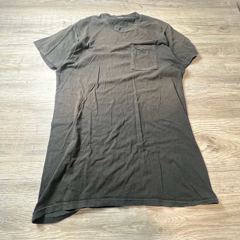 Unbranded Pocket Tee Mens L Faded Black Vintage Distressed Short Sleeve Shirt