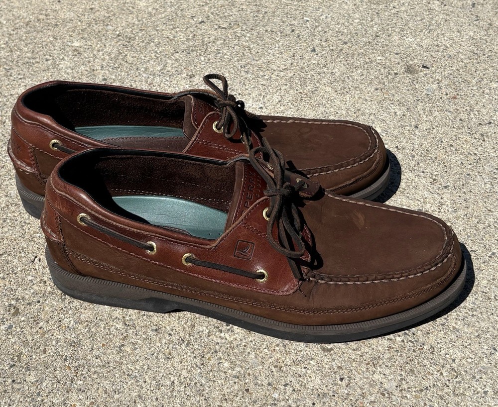 Sperry Men’s Top-Sider Boat Shoes Size 13M Brown 2 Eye Leather Suede Moc Toe