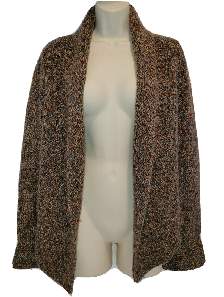 HWR Anthropologie Open Front Cardigan Sweater Small Wool Alpaca Blend Brown Knit