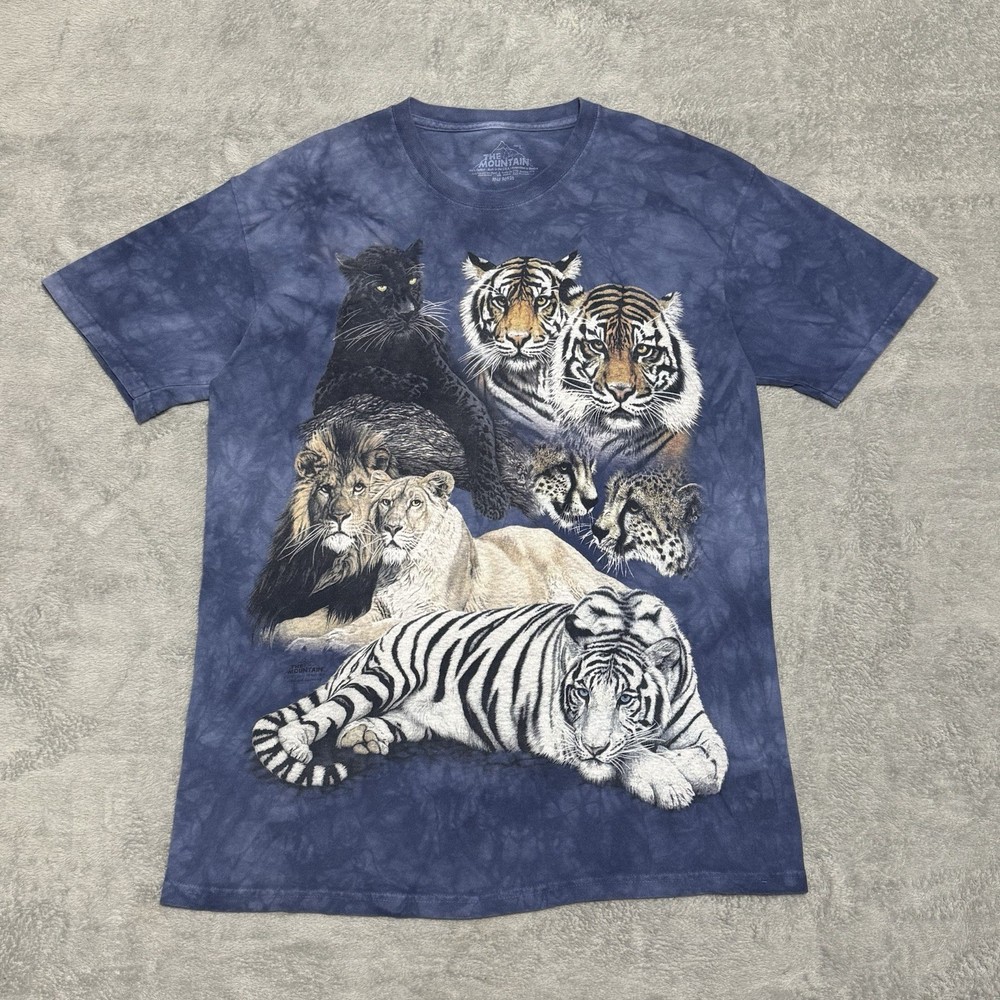 The Mountain Big Cats Wildlife Tiger Lion Panther Tie Dye T-Shirt Men XL USA