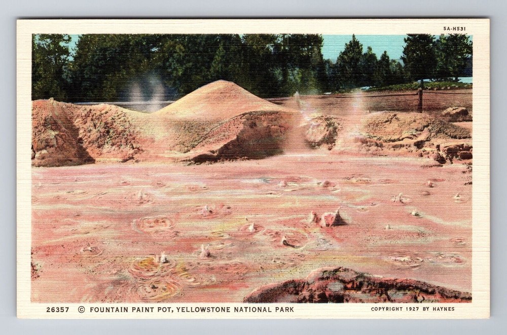 MT-Montana, Fountain Paint Pot, Yellowstone, Antique, Vintage Souvenir Postcard