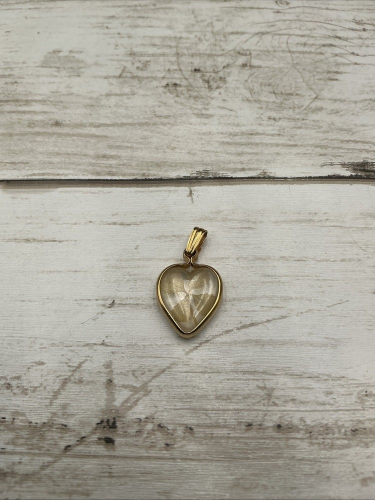 Victorian Rock Crystal Heart Pendant Locket in Gold Tone Frame