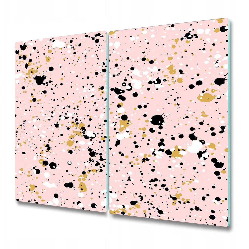Serving Chopping Board Glass Cover Hand drawn paint splashes black and pink