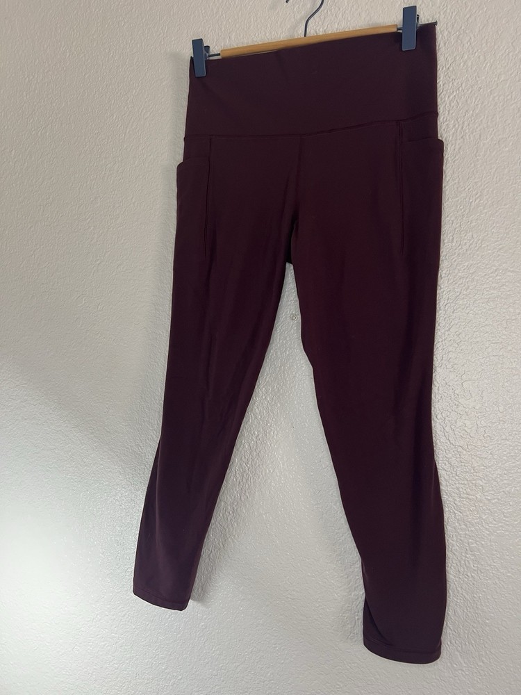 Athleta Burgundy Ankle Leggings Women’s Elastic Waist Stretch Knit Size M