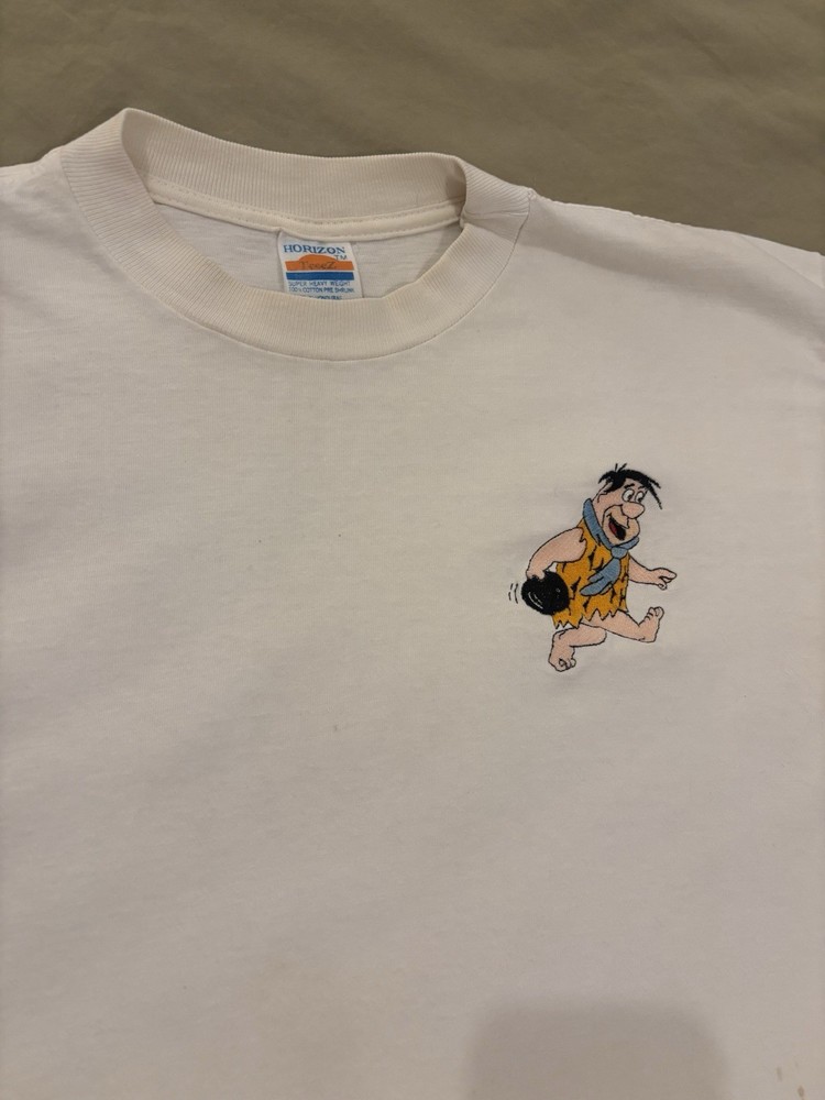 90s Vintage Flintstones Embroidered Bowling Tee Size L (19.5x26.5) Single Stitch