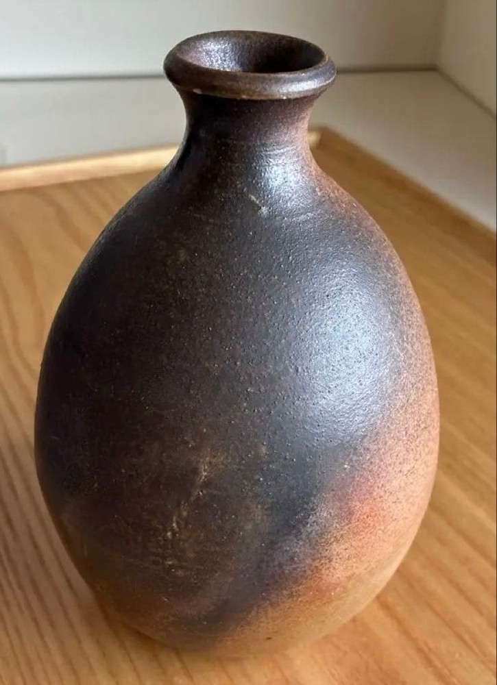 Bizen Ware Sake Bottle Hosuke Ito Handcrafted Vase, , 14cm tall
