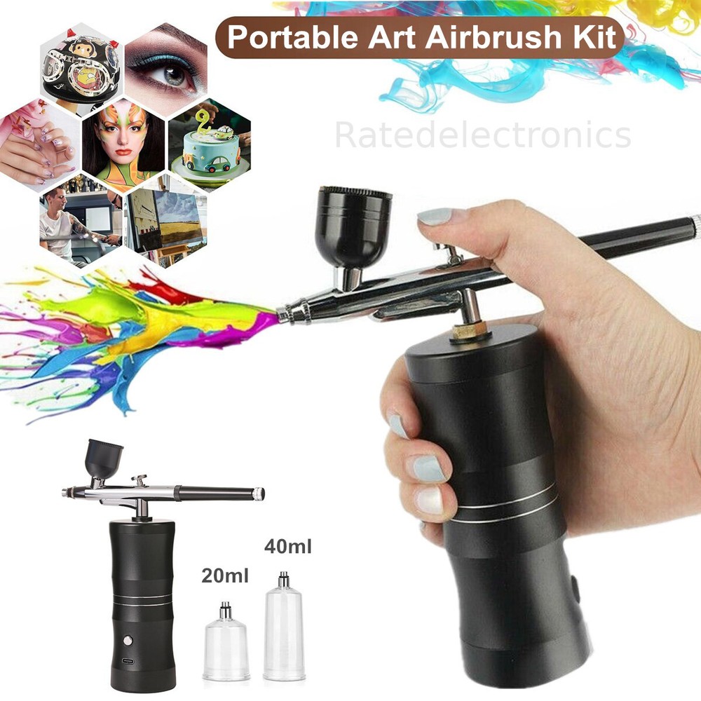 Portable Air Compressor Kit Air-Brush Paint Spray Gun Nail Tattoo Art Airbrush