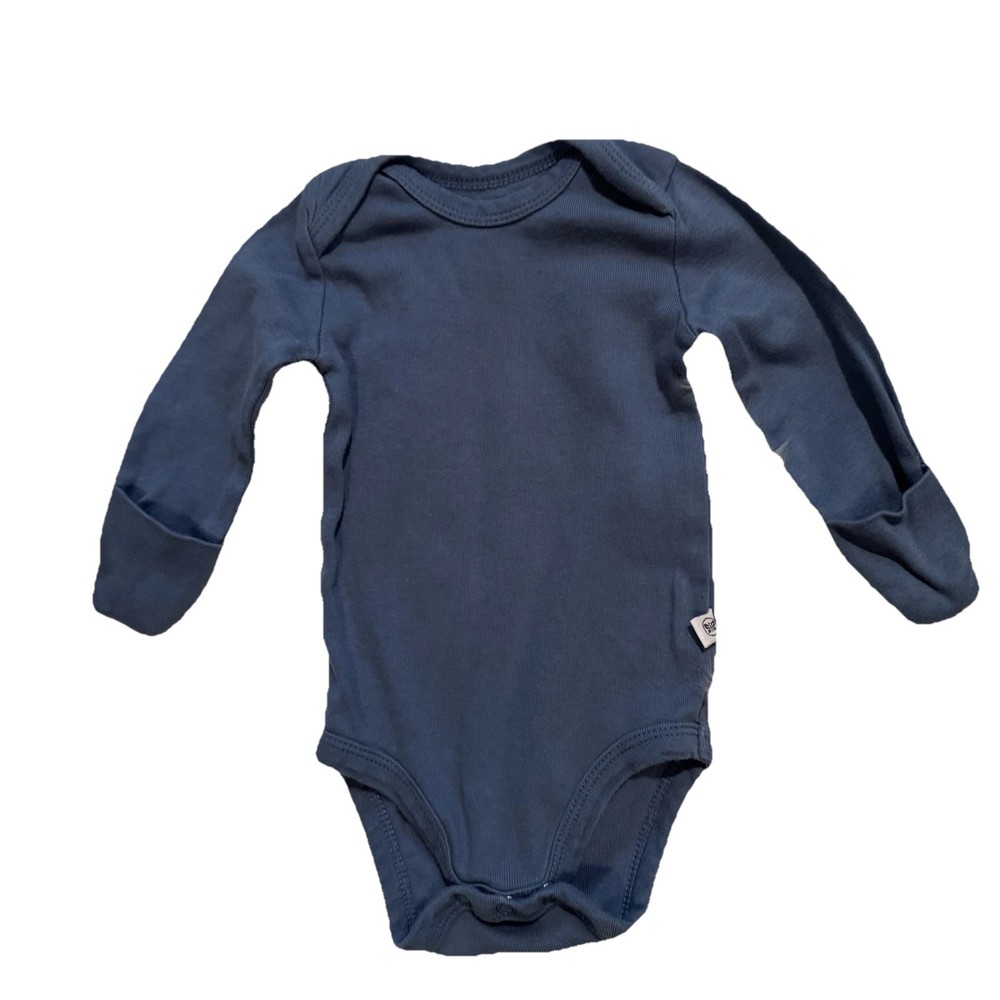 Honest Baby Bodysuit Unisex 0-3M Blue Long Sleeve Organic Cotton Snap EUC
