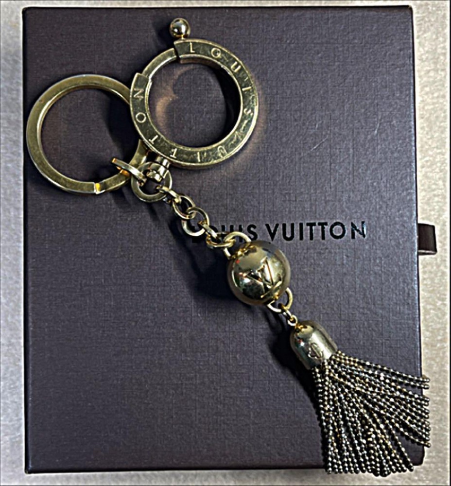 Louis Vuitton Gold Tassel Keyring with Brand Logo