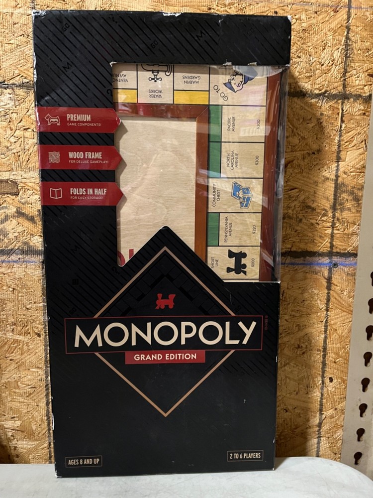 New Monopoly Grand Edition Deluxe Folding Wood Frame WS Game Company