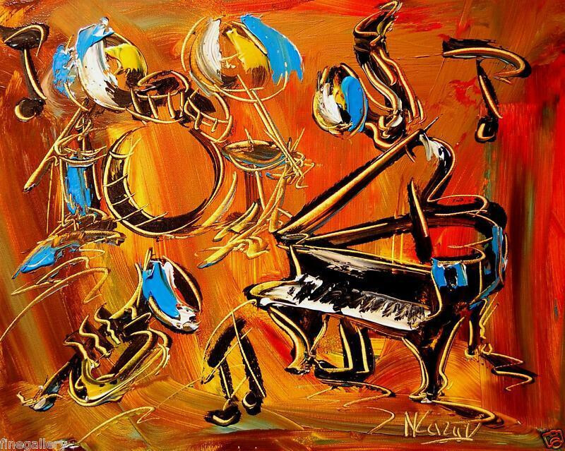 JAZZ MUSIC  by Mark Kazav  Abstract Modern CANVAS Original Oil Painting NRh34BT4