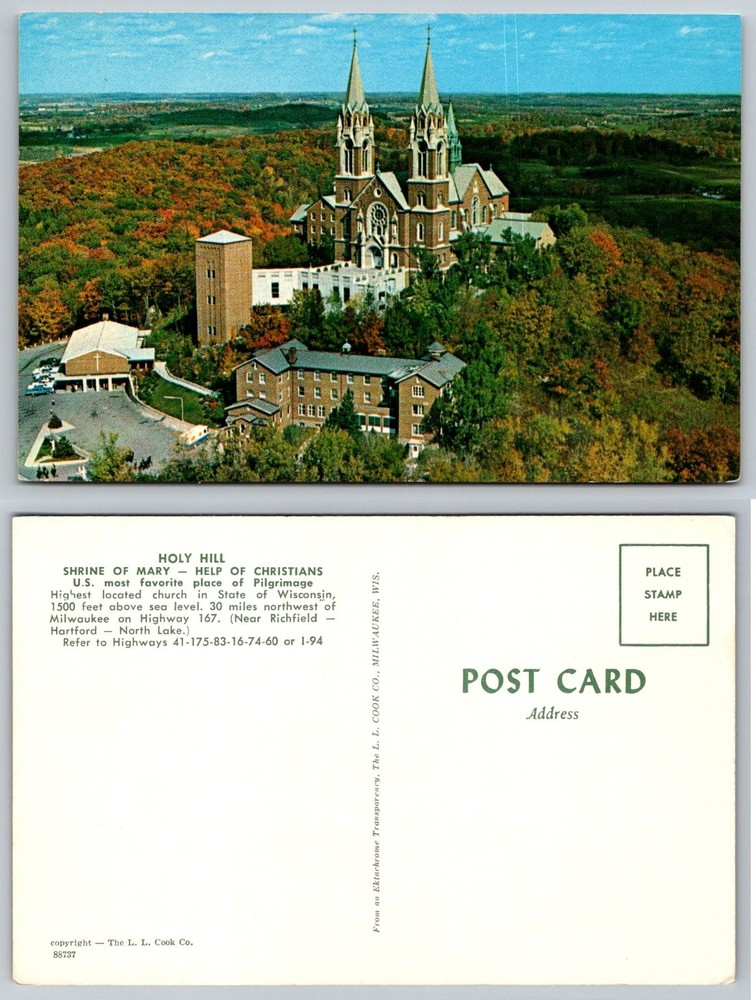 Holy Hill Shrine of Mary Wisconsin Postcard L.L. Cook Co. Milwaukee Vintage