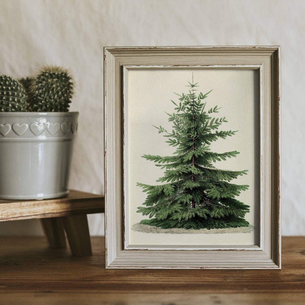 Christmas Vintage Xmas Print Antique Tree Poster Winter Xmas Vintage Wall Art