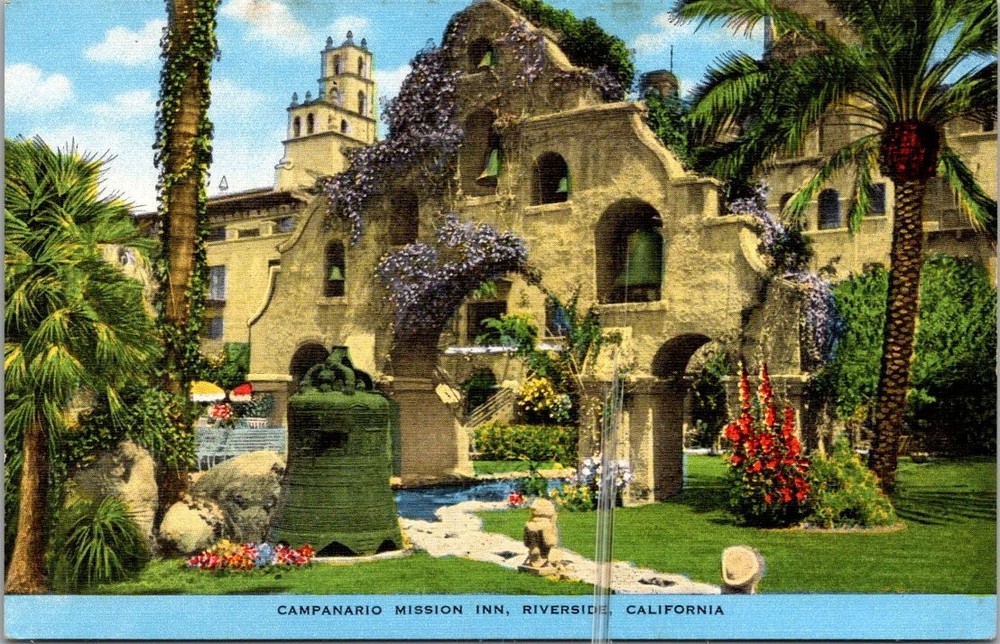 Campanario Mission Inn Riverside California Vintage Linen Postcard Kropp