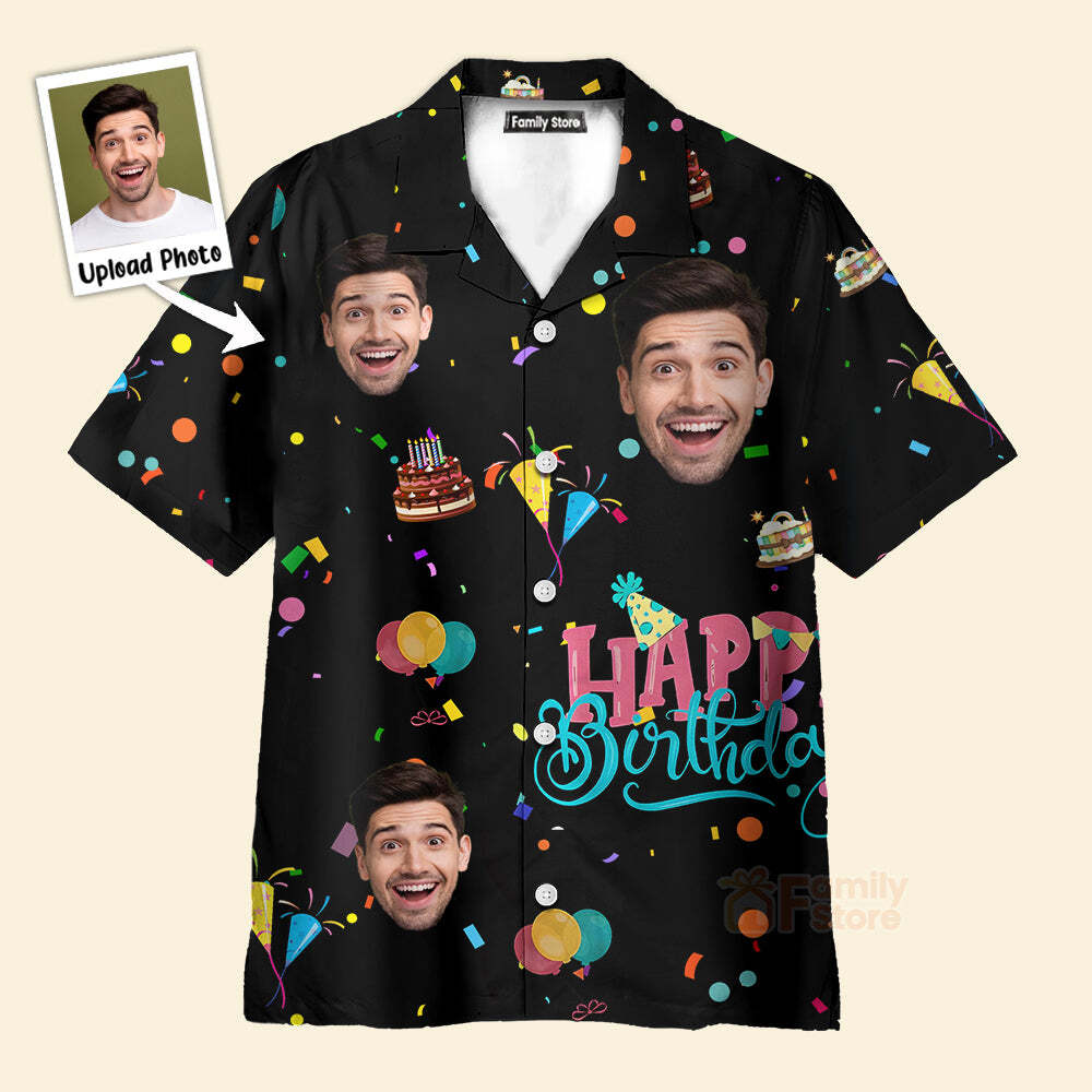 Custom Hawaiian Birthday Shirt for Men with All-Over Face Print Gift