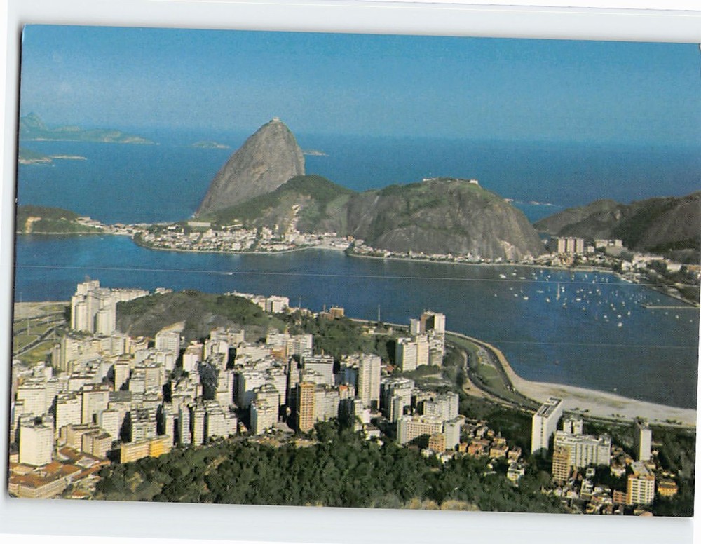 Postcard Aerial View Sugar Loaf & Botafogo Beach Rio de Janeiro Brazil
