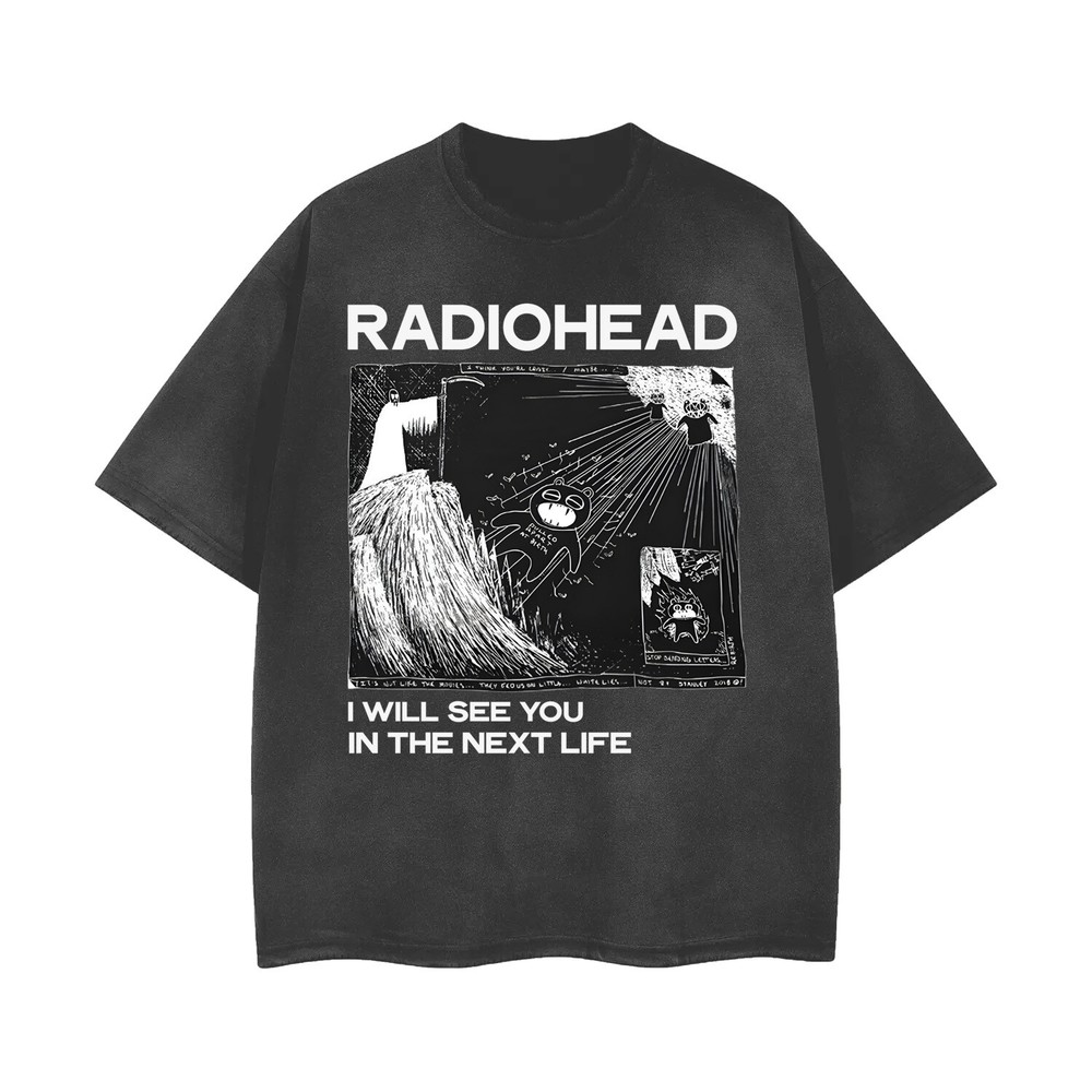 [ACID WASHED RIPPED] Radiohead Distressed Vintage Feel T-Shirt Unisex 101406