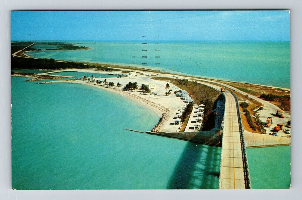 FL-Florida, Bahia Honda Bridge, Aerial Scenic View, Vintage Postcard