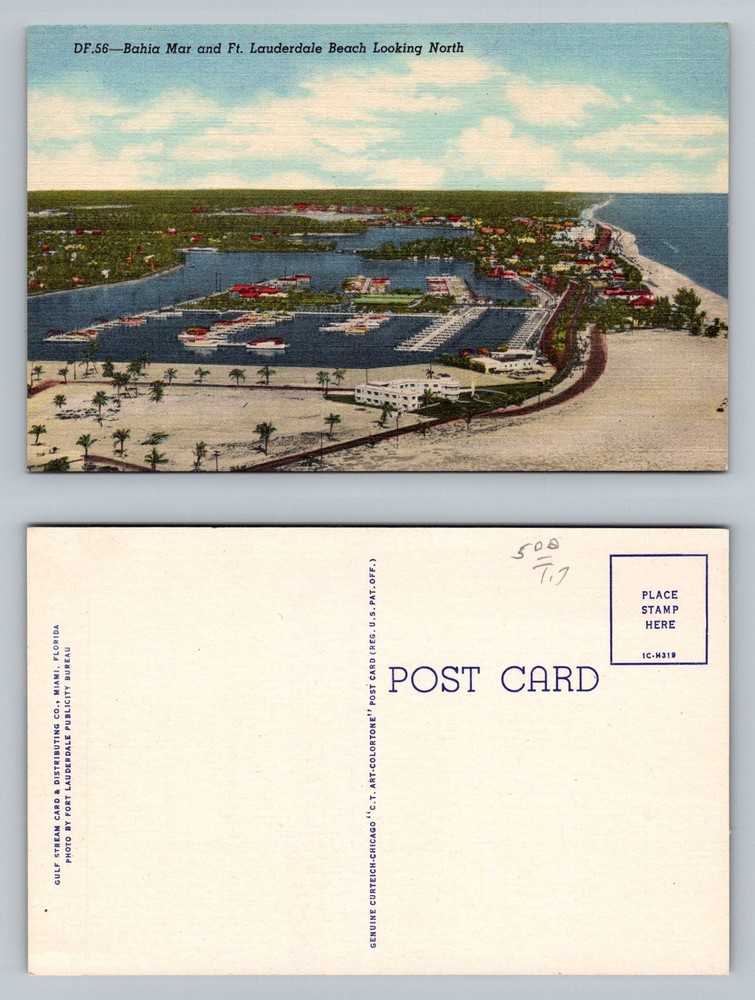 Fort Lauderdale, FL-Florida, Bahia Mar Beach North Old Vintage Postcard