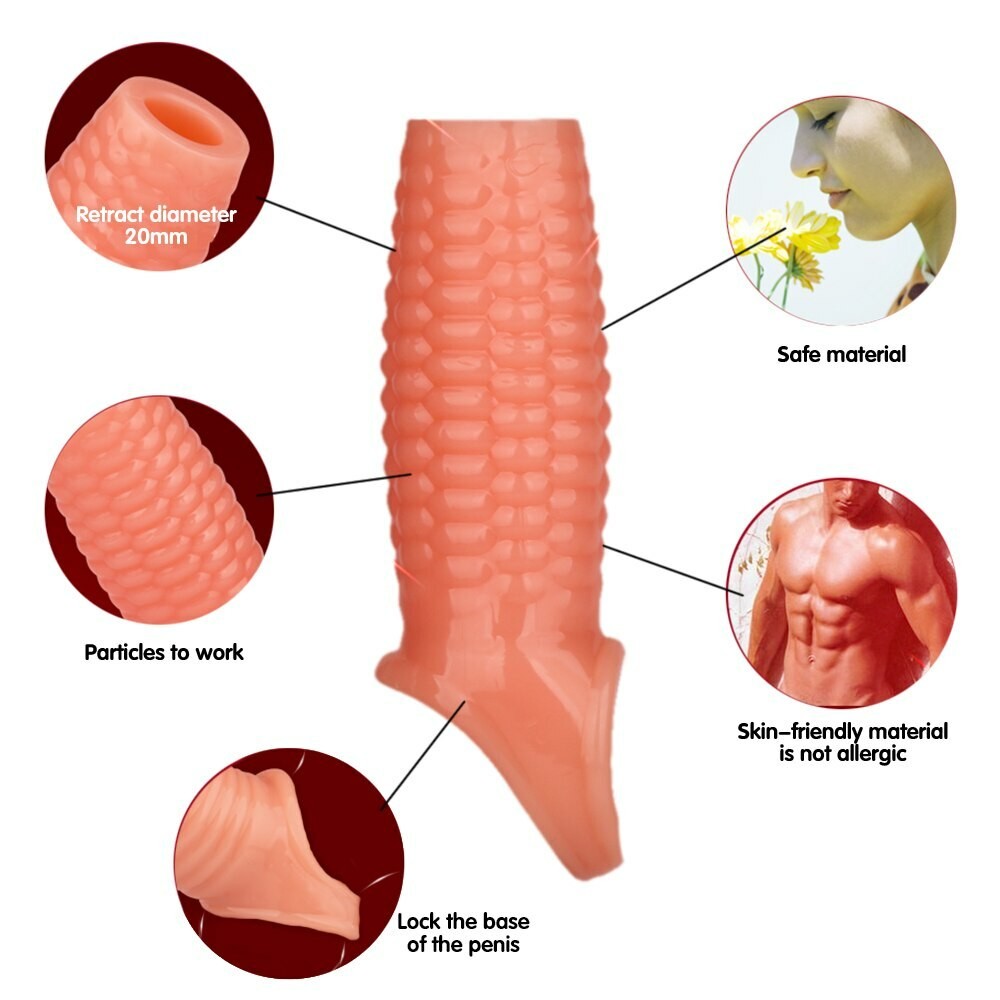 Thick Penis Extender Sleeve Extension Male Girth Enhancer Enlarger W/strap Men