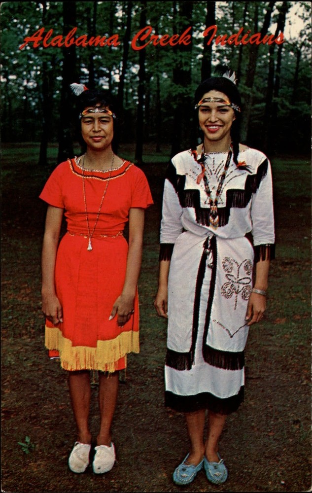 Atmore Alabama Creek Indian National Princess & Maiden regalia unused postcard