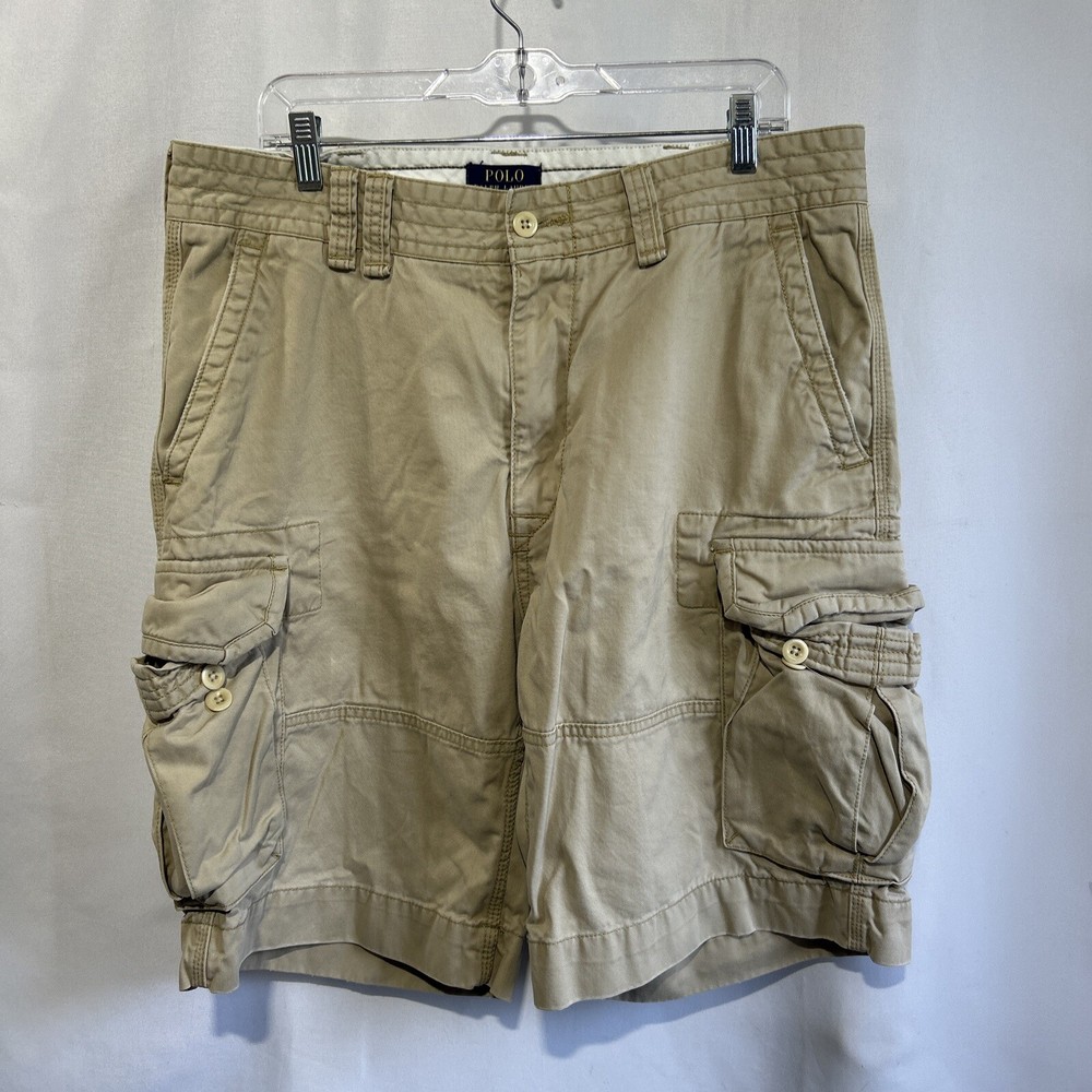 Polo Ralph Lauren Cargo Shorts Mens Size 36 Khaki Tan Cotton