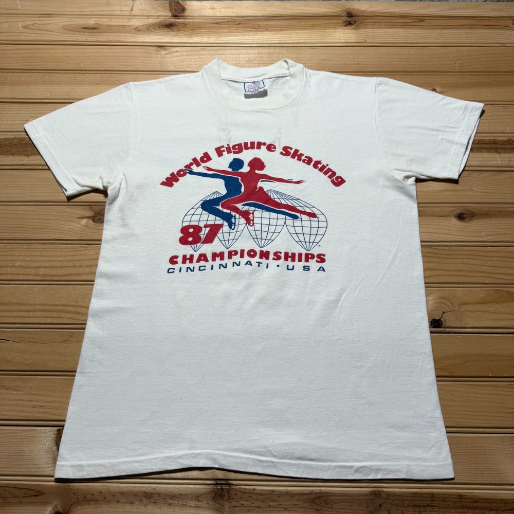 Vintage 80s 1987 World Figure Skating Championship Cincinnati USA Shirt - Medium