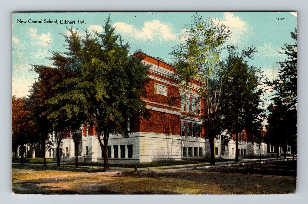 Elkhart IN-Indiana New Central School Standard Postal Vintage c1910 Postcard PC