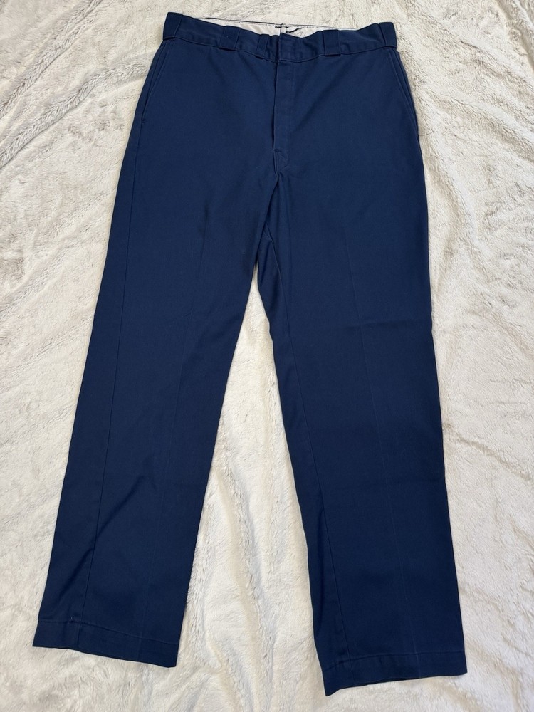 Vintage 80s Dickies Navy Blue Work Pants 34x32 USA Made YKK Zipper Mechanic