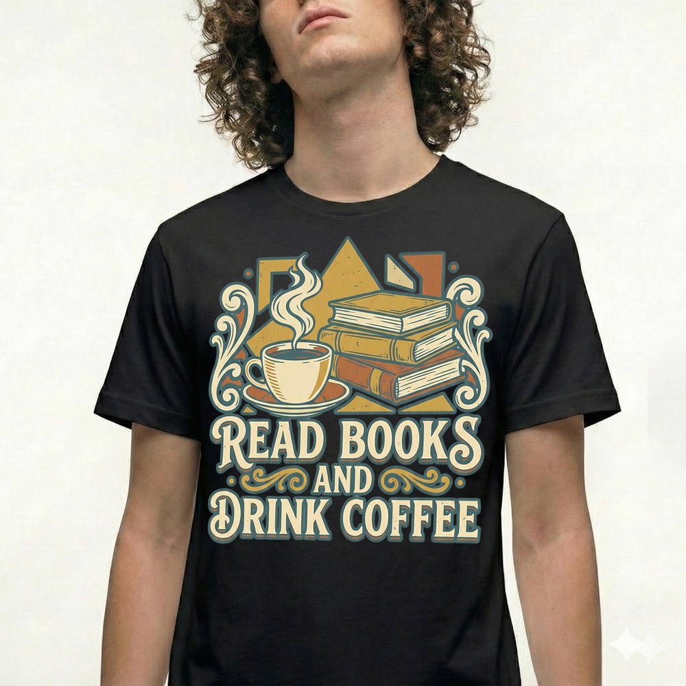 Read Books And Drink Coffee T-Shirt Vintage Literature Student Study Gift Tee