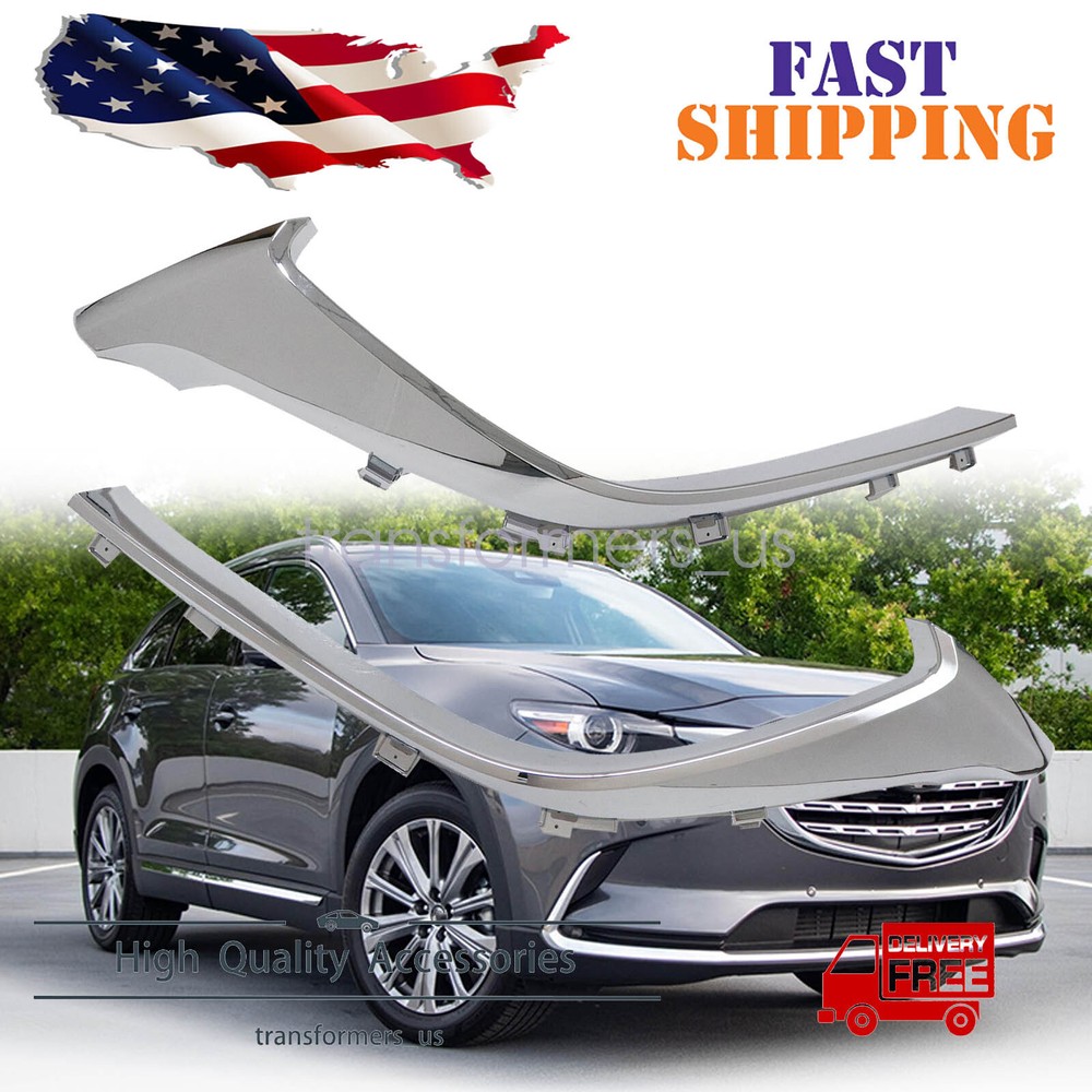 Grille Trim Set For 2016-2023 Mazda CX-9 Driver and Passenger Side Lower Chrome