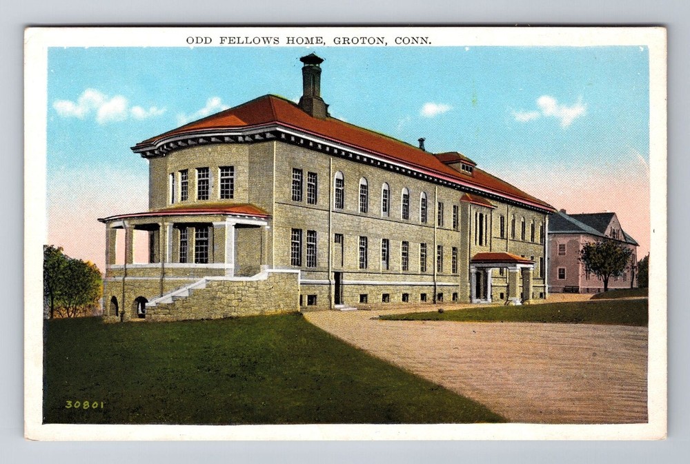 Groton CT-Connecticut, Odd Fellows Home, Antique Vintage Souvenir Postcard