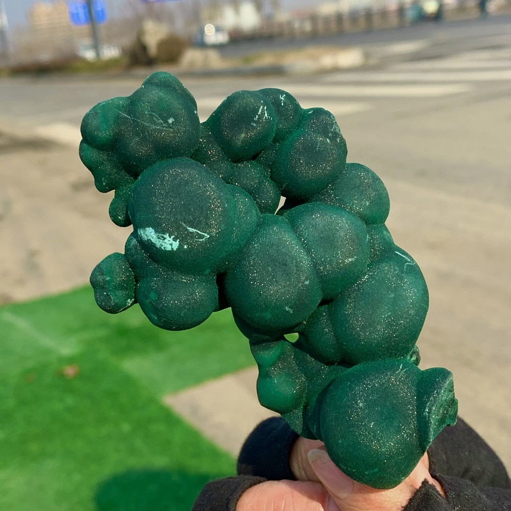 293G Natural velvet Malachite stone cat eye cluster rough mineral sample