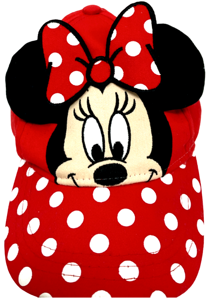 Girl's MINNIE MOUSE Adjustable Baseball Cap Hat Red & White Polka Dots