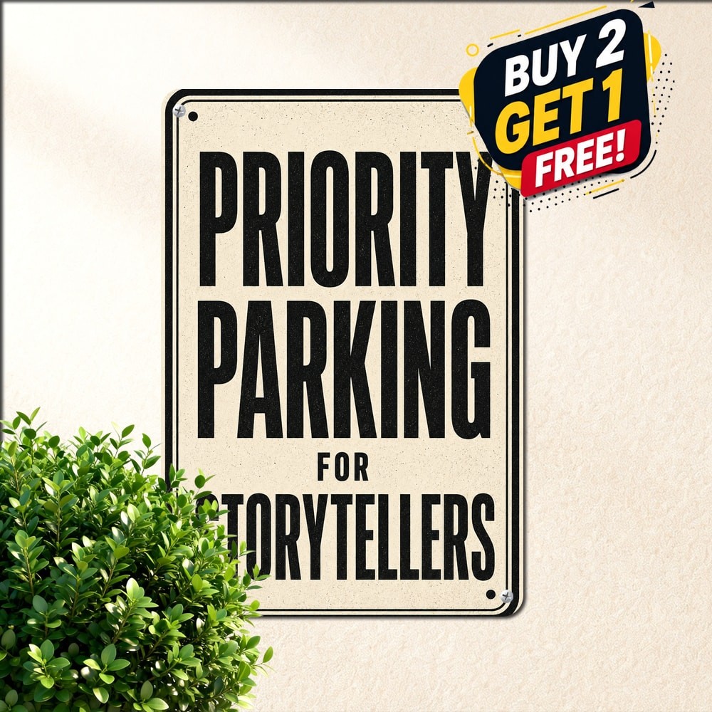 High Contrast Black White Typography Private Reserved Parking Sign Metal Plaque