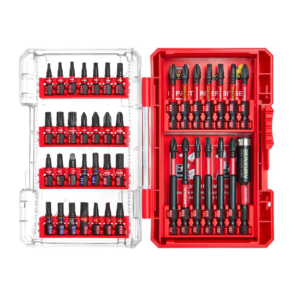 Geinxurn 42Pieces Impact Screwdriver Bits Set, Magnetic S2 Steel Phillips/Slo...