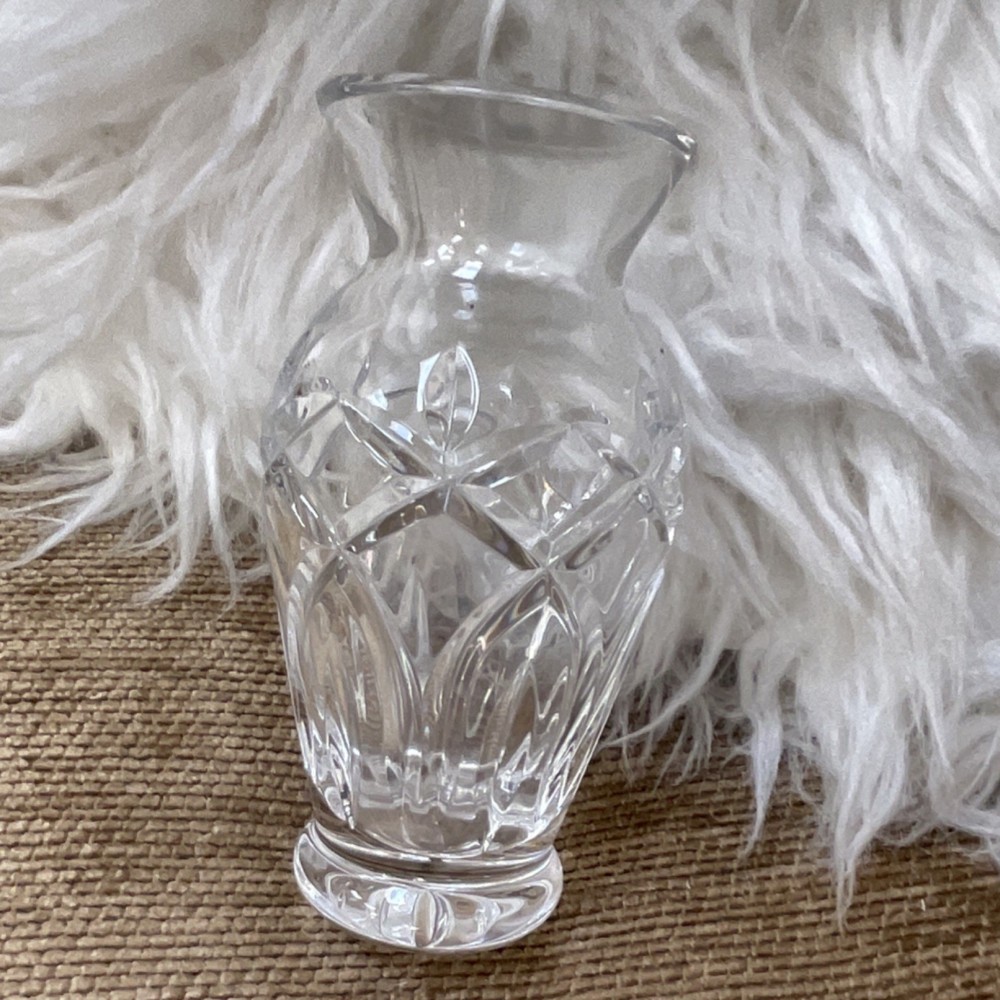 Waterford Clear Cut Crystal Pattern Vase waterford Etched Glossy 4 1/4” tall