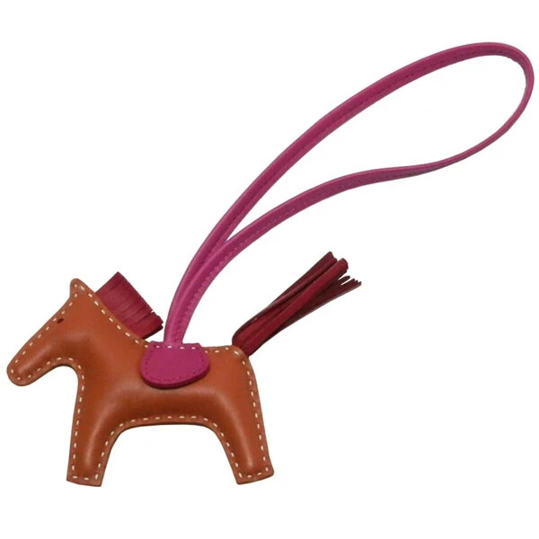 HERMES Rodeo PM Bag Charm Gold Ruby Rose Purple White Authentic With Box